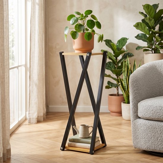 Cheqo® Plantenstandaard - Bloemenstandaard - Plantenrek - Bloemenrek - Plantentafel voor Kamerplanten - Plantenzuil - Plantenhouder - Plantentrap voor Woonkamer en Binnen - Bijzettafel - Decoratieve Plantentafel