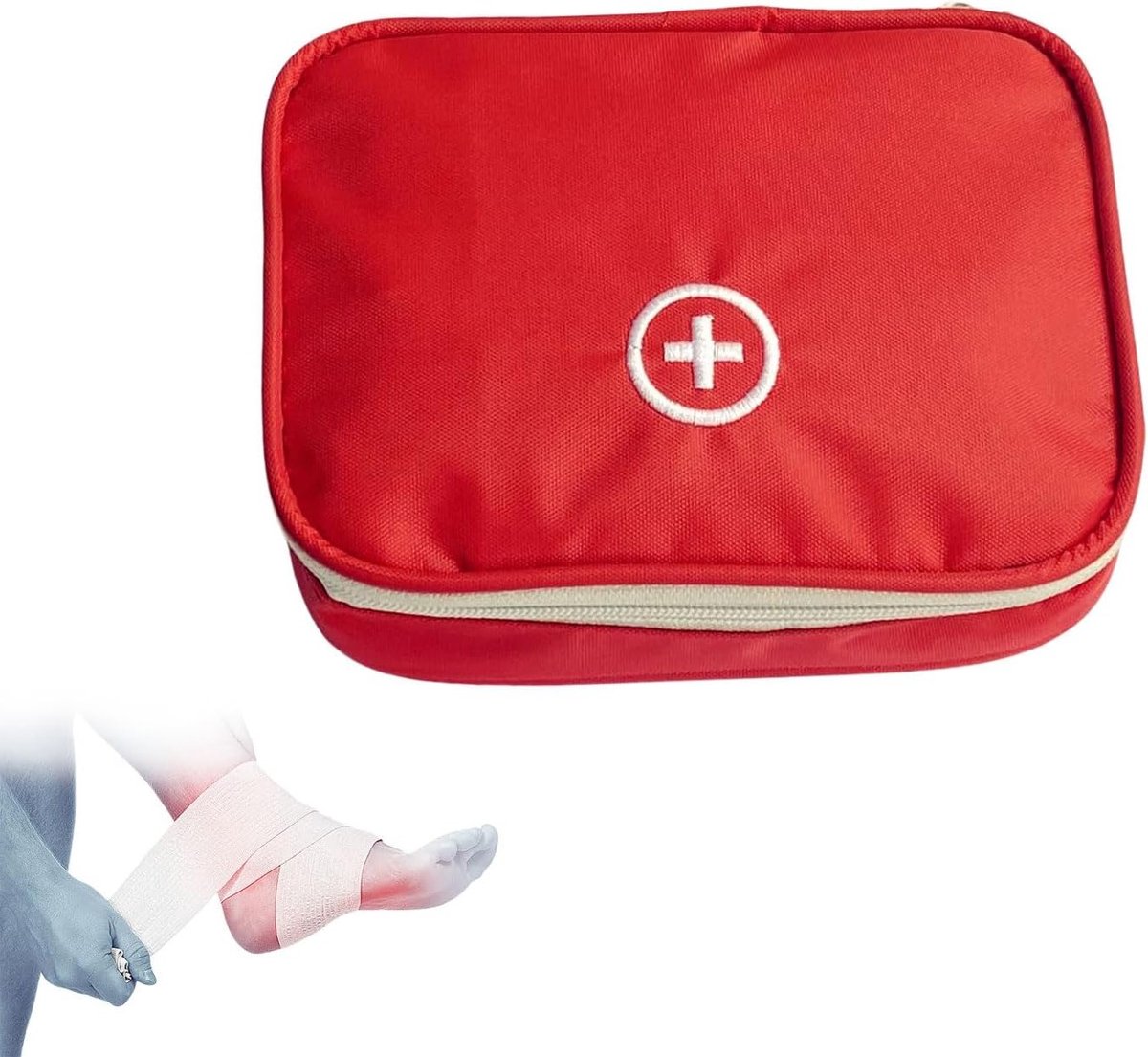 Lege Reisapotheek Tas voor Eerste Hulp, Kleine Medische Opbergtas voor Thuis en Buiten, Rood