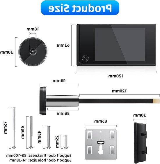 3.5 Inch 120 Graden Hoek, Elektronische Kat Ogen, Digitale Deurbel, LCD Deur, Elektronische Kijkgaatje Camera, Laag Energieverbruik, Deur Spion — afbeelding 4