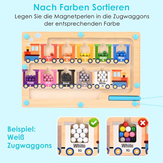 Kinderen Magnetische Houten Doolhof Speelgoed - Kleur Categorie Spelletjes - Geschikt Voor Jongens En Meisjes Ouder Dan 3 Jaar — afbeelding 3