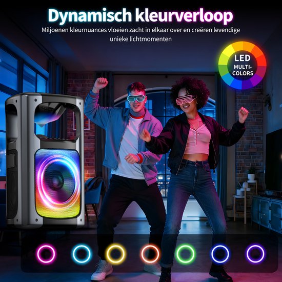 Draadloze 360°-surround-partybox - draagbare Bluetooth-luidspreker - 80 W met versterkte bas van Merkloos — afbeelding 3