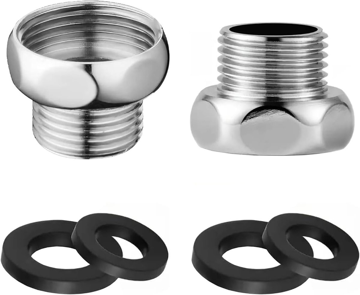 Set van 2 Douche Slang Reducers 3/4 naar 1/2 Adapter, Wateraansluiting voor Douche, Badkameraccessoires met Sealing Ring en Hoge Kwaliteit
