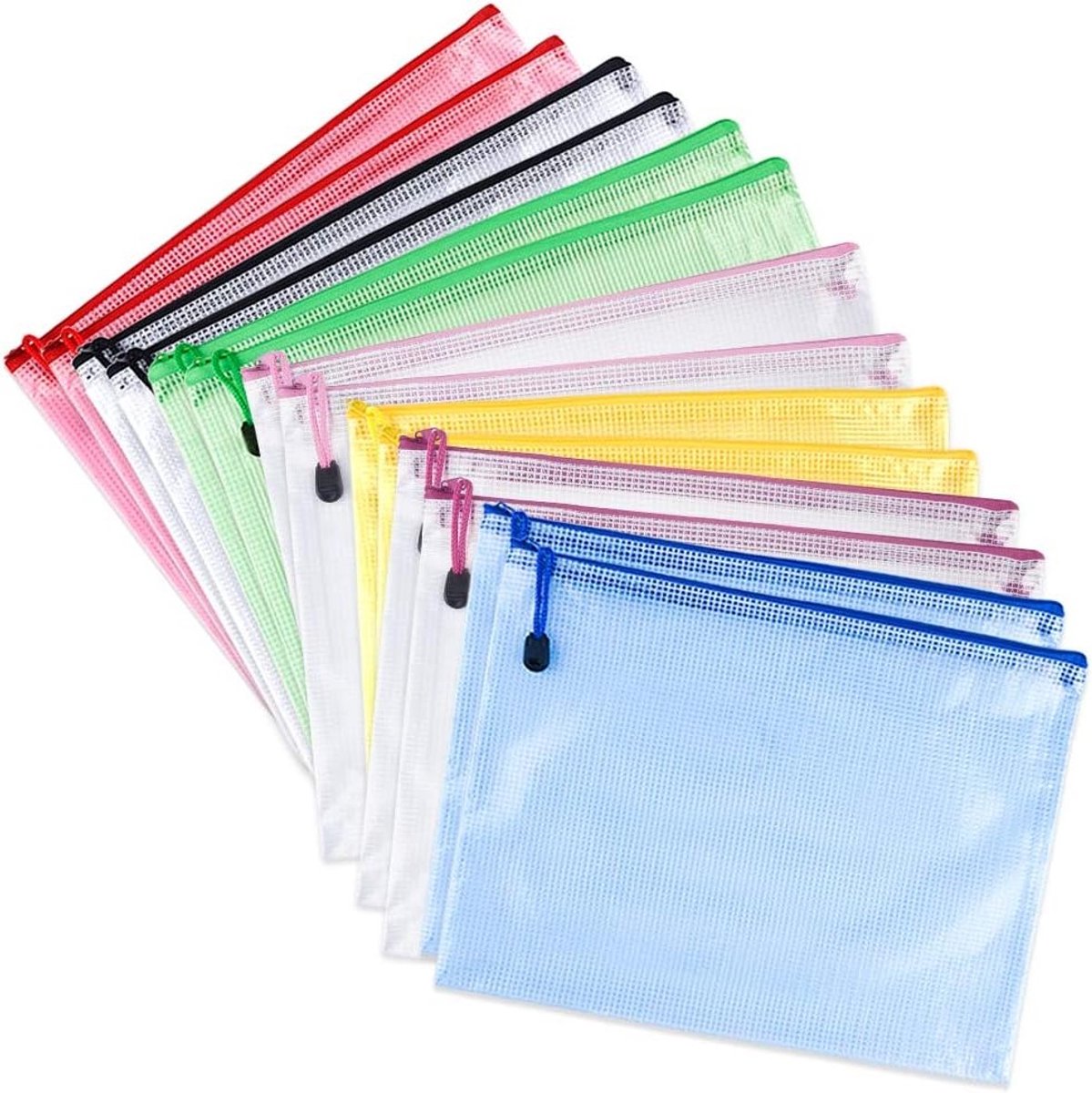 Plastic Zip Wallets A5 - PVC Ziplock Tassen voor Documenten, School, Cosmetica en Ontvangsten - Set van 14 Stuks voor Organisatie en Opslag