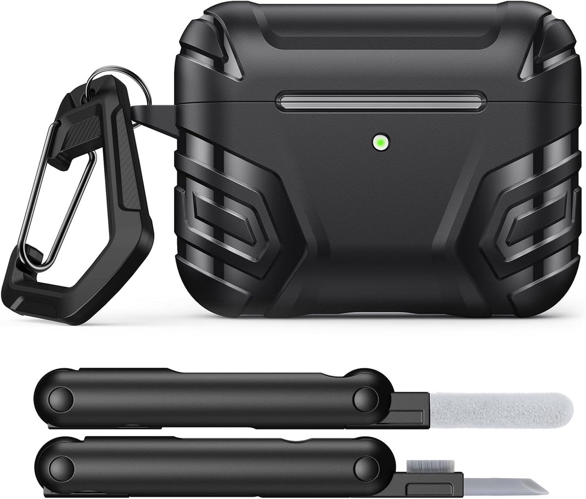 Coole Armor Case voor AirPods Pro 3 (2025) - Schokbestendige TPU Bescherming met Schoonmaakset en Sleutelhanger, Zwart