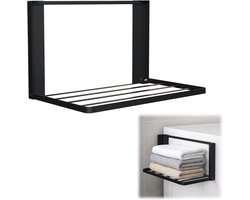Uitbreidbaar wasmachine rek 40,5 x 25 cm - Magnetisch droogrek voor handdoeken, kleding en vuile was, zwart