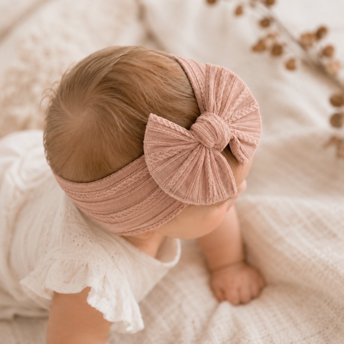 Haar in Stijl® Haarband Heidi Oudroze - Roze haarband voor baby's - zachte haaraccessoires peuter