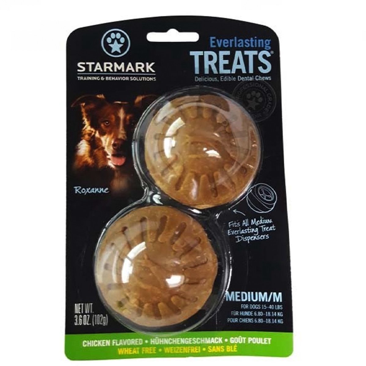 2 x Starmark treats medium 2st/blister = 4 stuks - hondensnack kippensmaak voor treatbal Medium - tandverzorgend