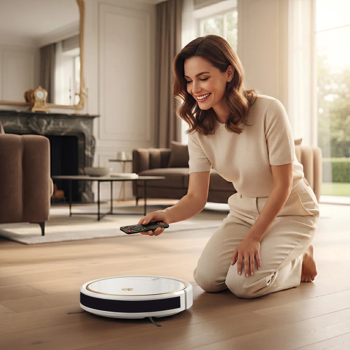 AG6000 Robotstofzuiger met Dweilfunctie – Robotstofzuiger met App & Afstandsbediening – Sterke Zuigkracht – Geschikt voor Huisdierenharen – Automatisch Oplaadstation – 120 Min Accu – Dweilrobot & Robotstofzuiger – Navigatie – 2500mAh – White Gold — afbeelding 5