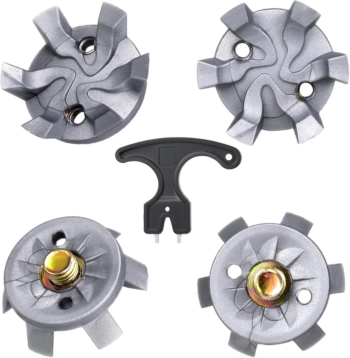51-delige vervangingsset voor golfschoennoppen met 50 golfschoennoppen, 1 zwarte antislip noppensleutel, metalen schroeven met schroefdraad en M5 diameter vervangingsonderdelen voor cricket.