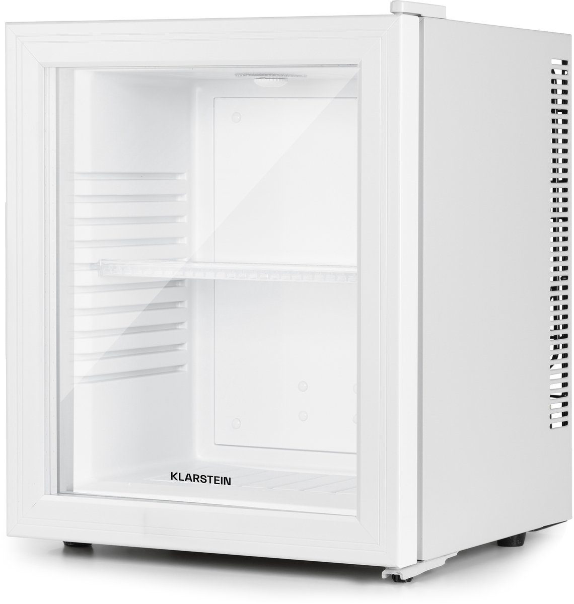 Klarstein Mini-Koelkast minikoelkast met glazen deur, minikoelkast voor drankjes, snacks en cosmetica, kleine en stille koelkast, verstelbare planken, kleine huidverzorgingskoelkast 12-18 °C, 23 liter - Compact - Mini Fridge