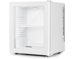 Klarstein Mini-Koelkast minikoelkast met glazen deur, minikoelkast voor drankjes, snacks en cosmetica, kleine en stille koelkast, verstelbare planken, kleine huidverzorgingskoelkast 12-18 °C, 23 liter - Compact - Mini Fridge