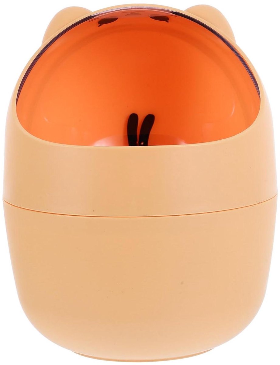 Mini Prullenbak - Afvalbakje Bureau - Werkplek Opruimen - Schattig Dierenstijl - 16 cm Hoog - Geel