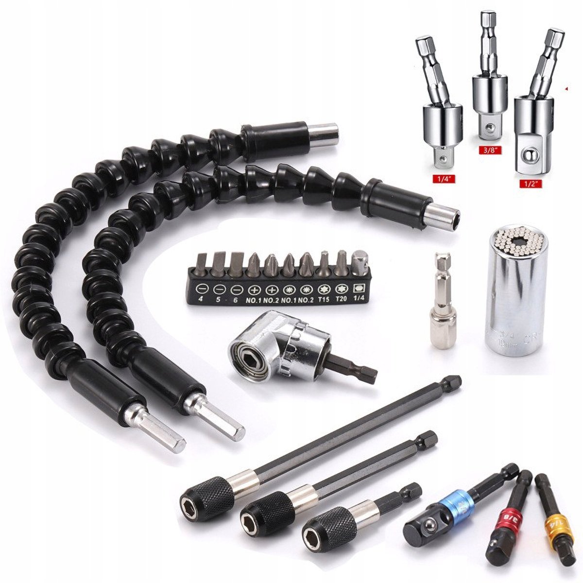 Adapter Hoekopname Set voor Schroef-/Boormachine - 24 Delig