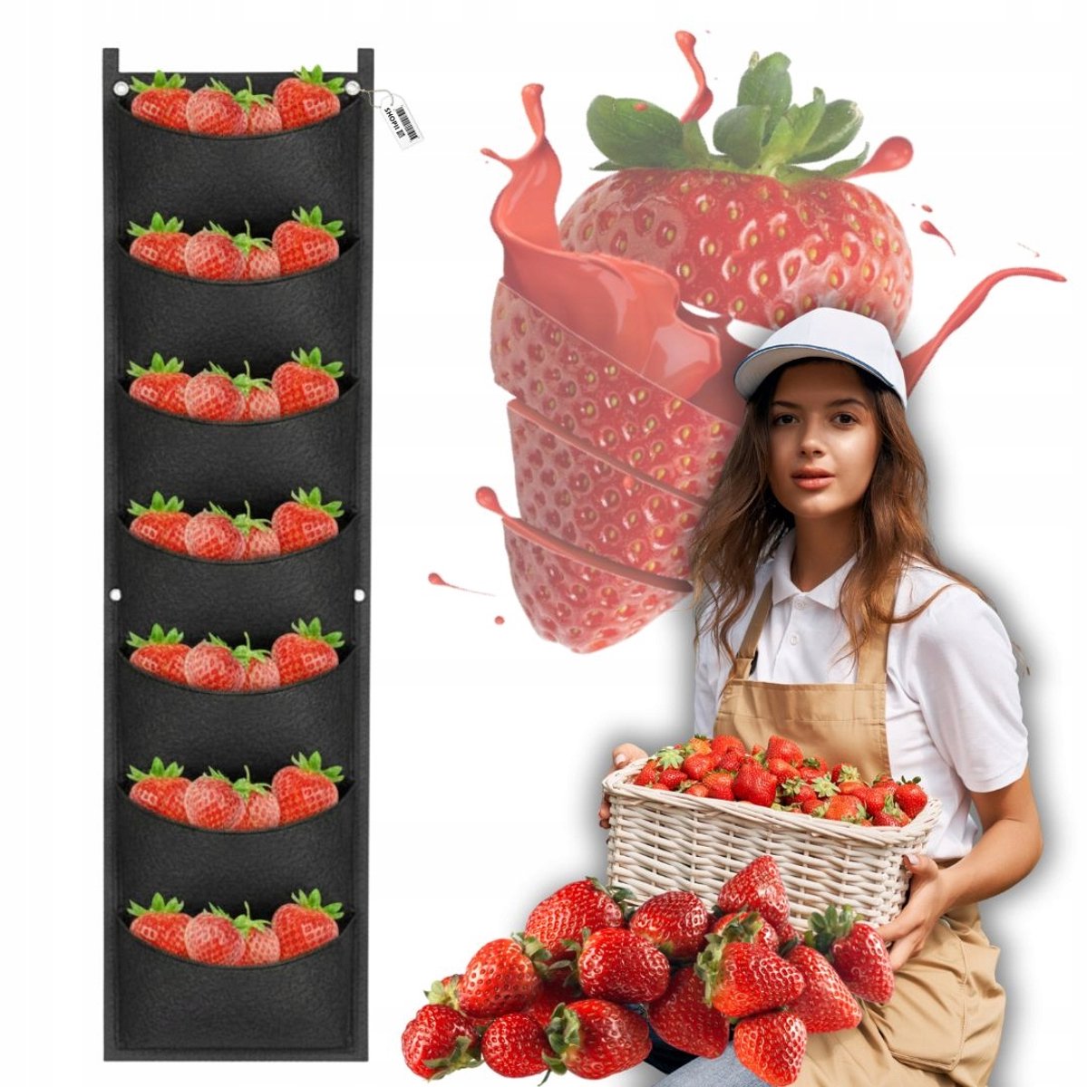 Hangende plantenbak met 7 vakken voor aardbeien, kruiden en bloemen