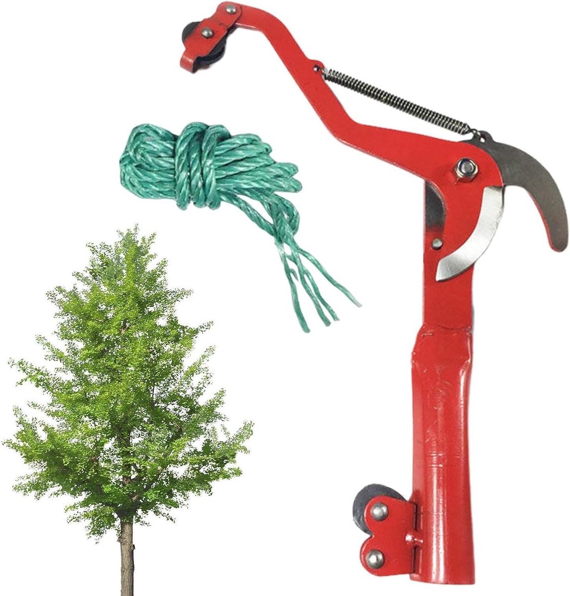 Takkenschaar staal - Hand snoeischaar - Tuinonderhoud - Verstelbare steel - 1.5m touw - Rood