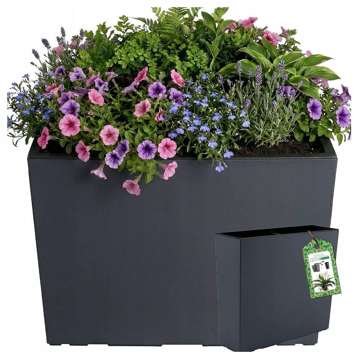 Hoge Antraciet Terraspot 50x58cm met Inzetstuk