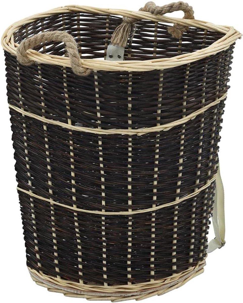 Houten mand - Opbergmand - Haardhout vervoeren - Met draagriemen - 57 x 51 x 69 cm - Bruin