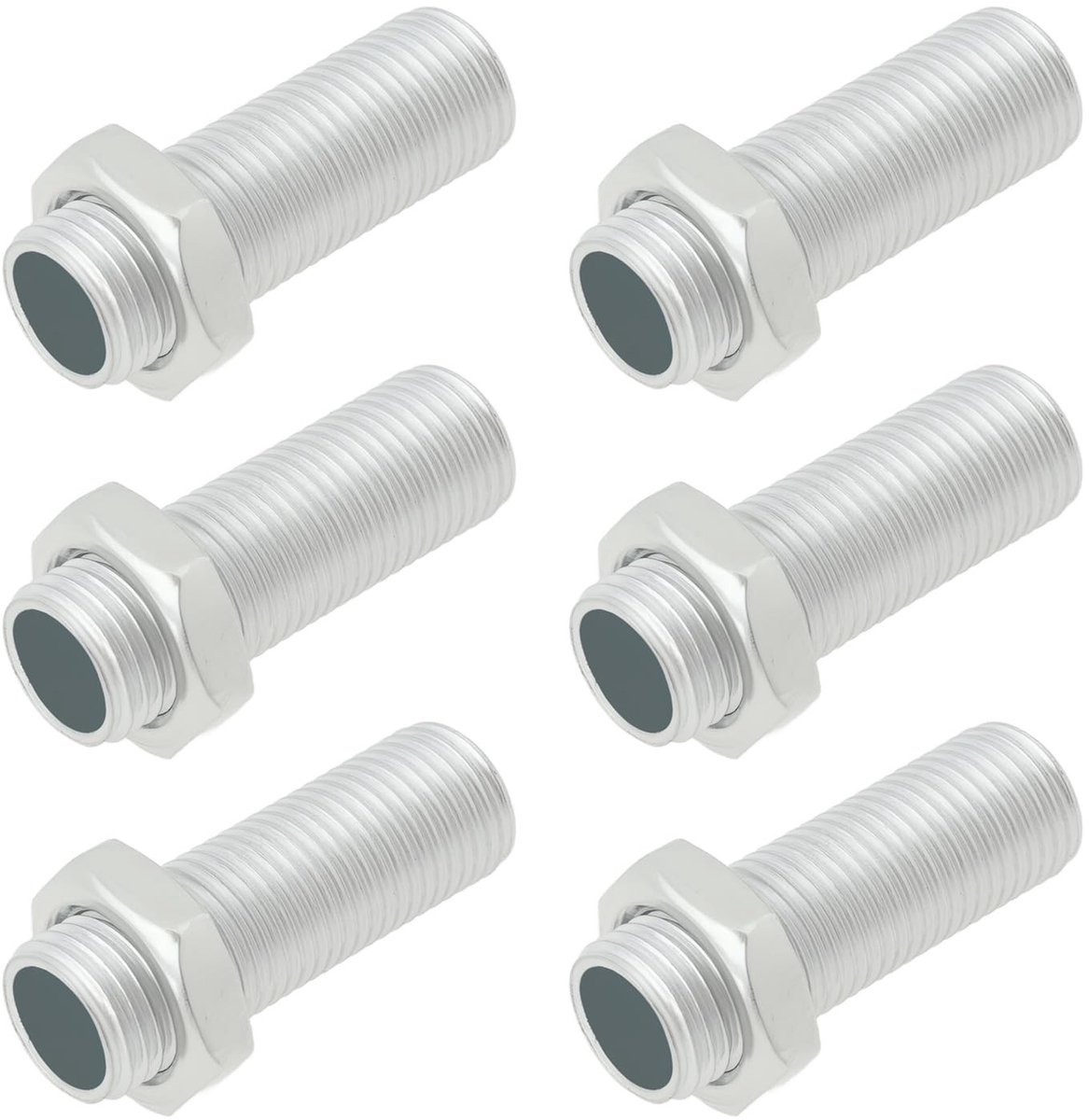 Dailygoods - 6 Stuks Schroefdraad Verlengstang met 12 Moeren M10x1 30mm