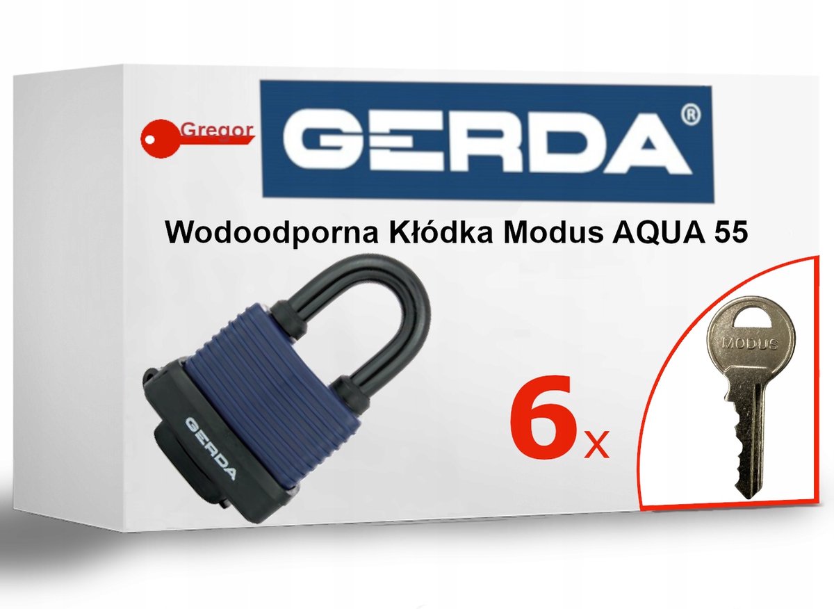 Gerda Aqua Modus 55 Hangslot Waterdicht - 6 Sleutels