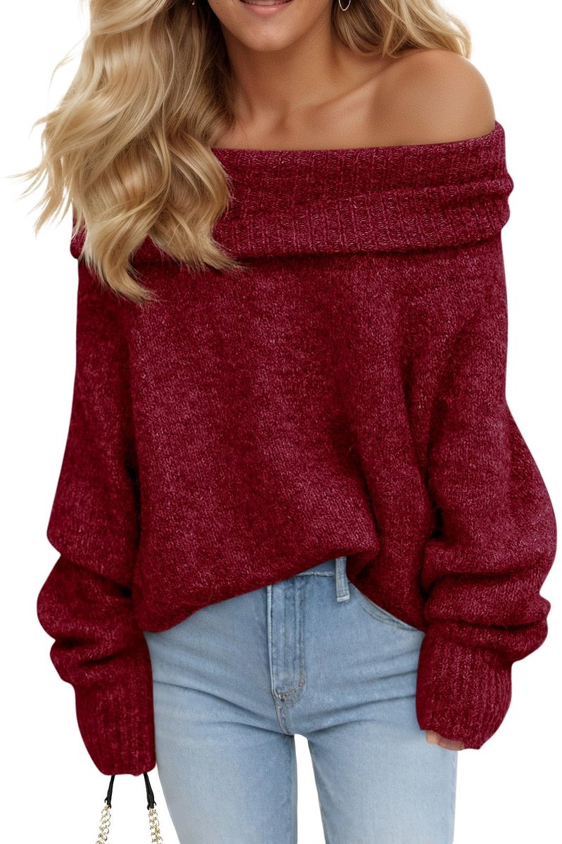 Dailygoods- Damestrui lange mouwen - Gebreide trui - Losse pasvorm - Casual wintertrui - Effen kleur - Zachte ribgebreide stof