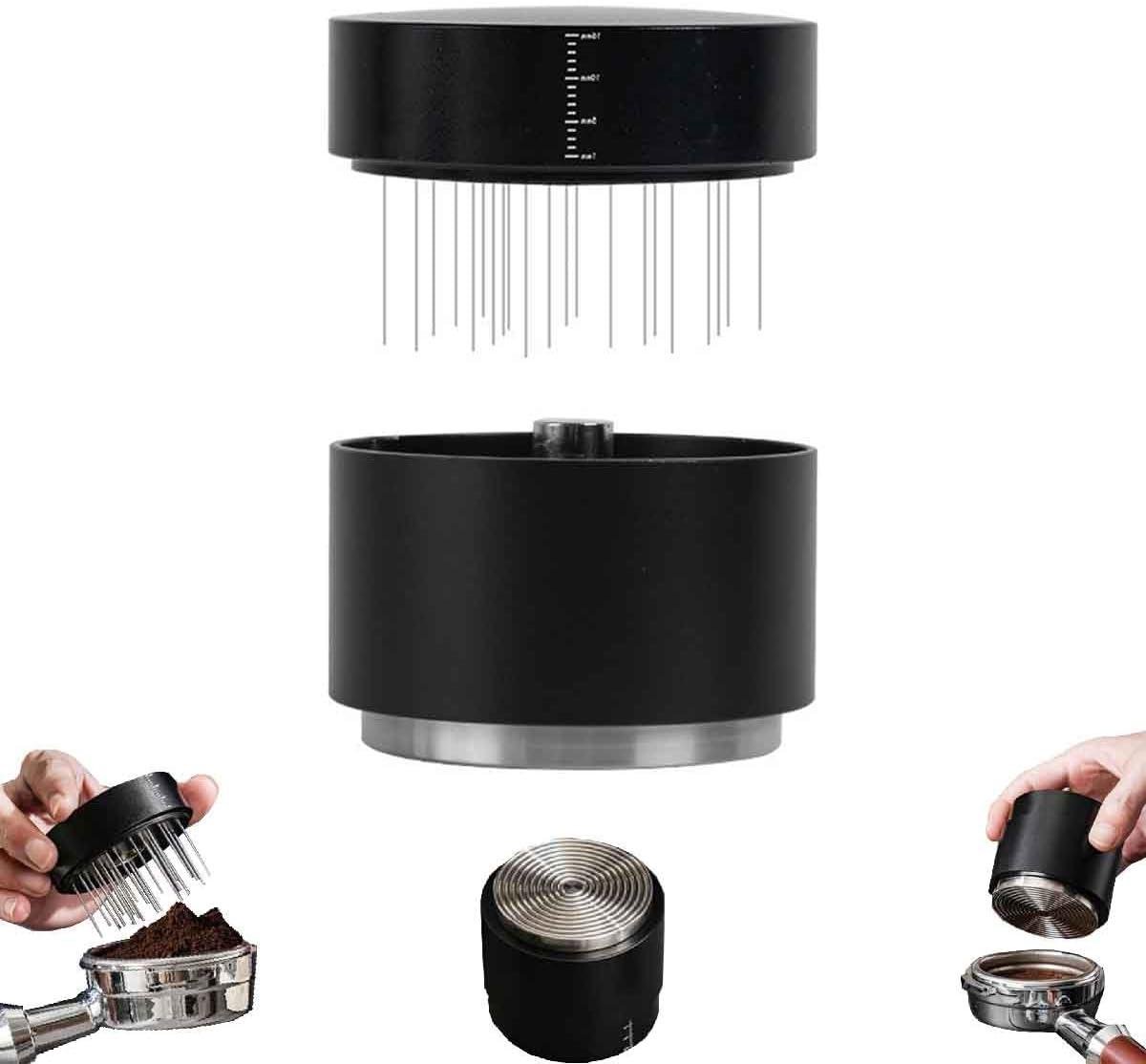 Koffie Distributor Tamper Espresso Tool Set Espresso Bereiding 3-in-1 Design 51mm Zilver
