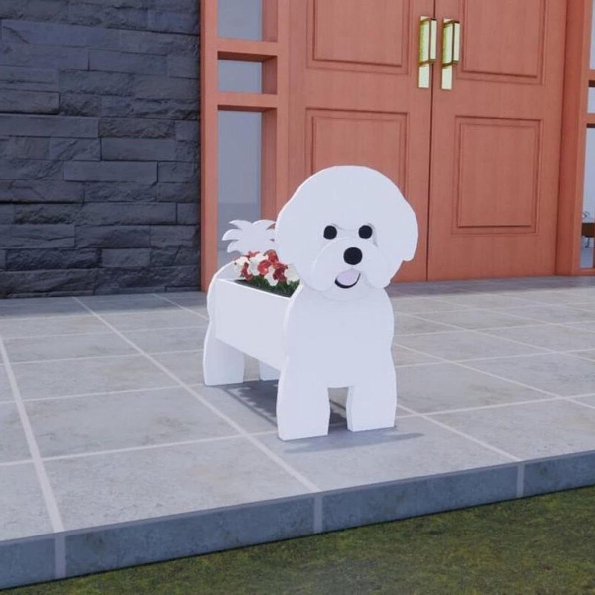 Huisdier Hond Planter - Bloempot Dier - Tuin Decoratie - Handgemaakt Ontwerp - 43 x 25cm - Bruin