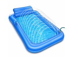 DreamGoods Tanning Bed met Sproeier – Opblaasbare Tanning Pool – Water Ligbed met Tuinslang Aansluiting en Bekerhouder – 200 x 124 cm