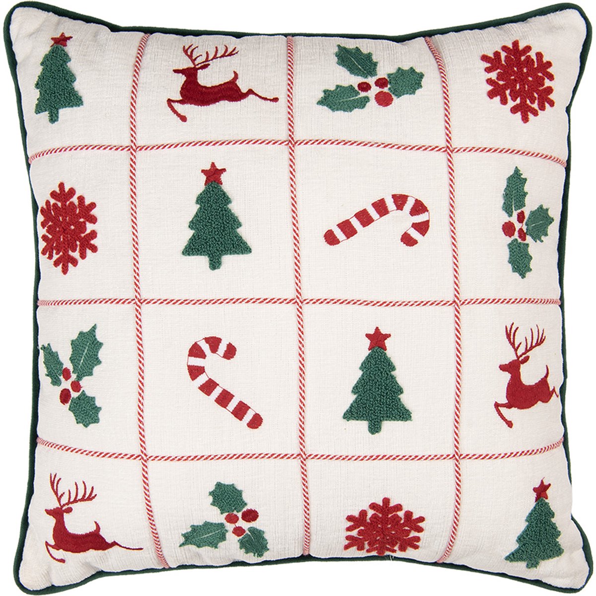 Clayre & Eef Sierkussen 40x40 cm Beige Polyester Kerst