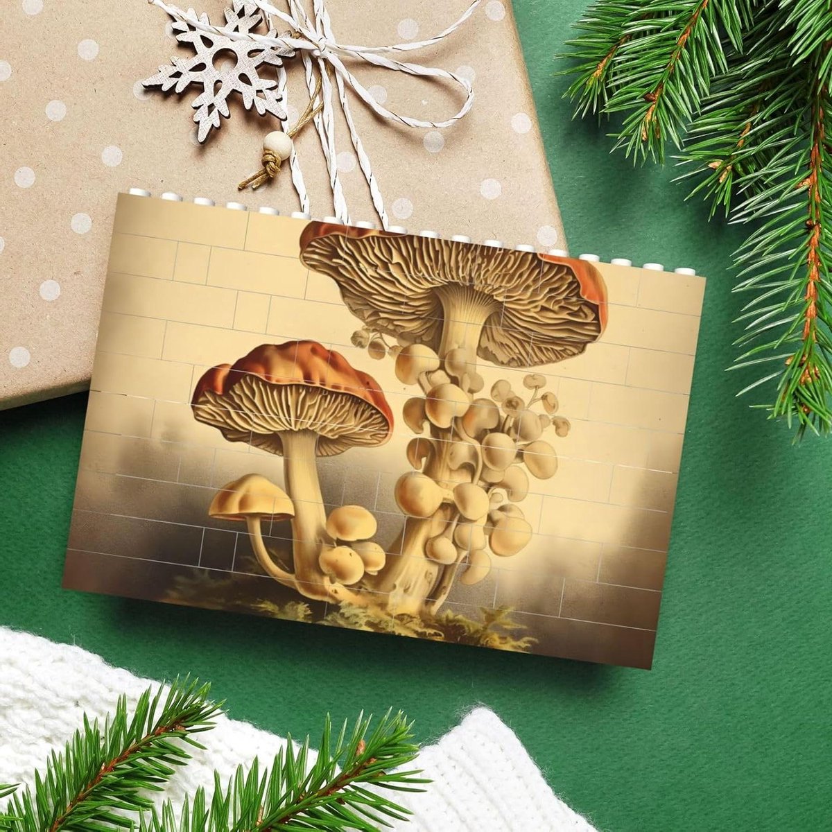 Bouwsteenpuzzel - 3D Stenen - Huisdecoratie - Dubbelzijdig Ontwerp - N.v.t. - Vintage Paddenstoelen