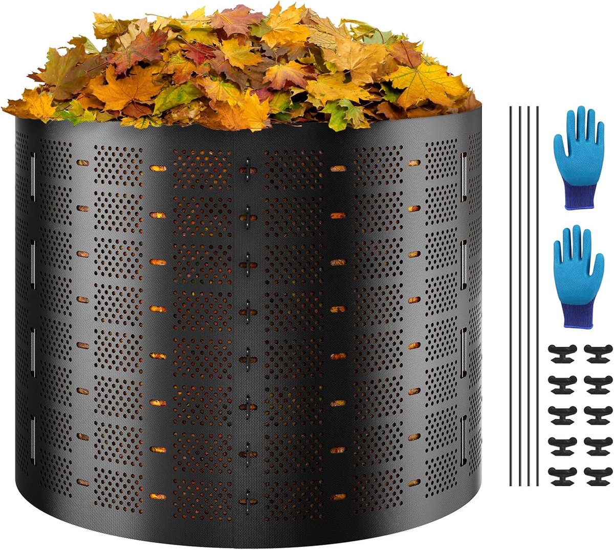 Tuincompostbak - Mestcontainer Tuinafval - Compost Maken - Efficiënte Luchtcirculatie - 1000 Liter - Zwart