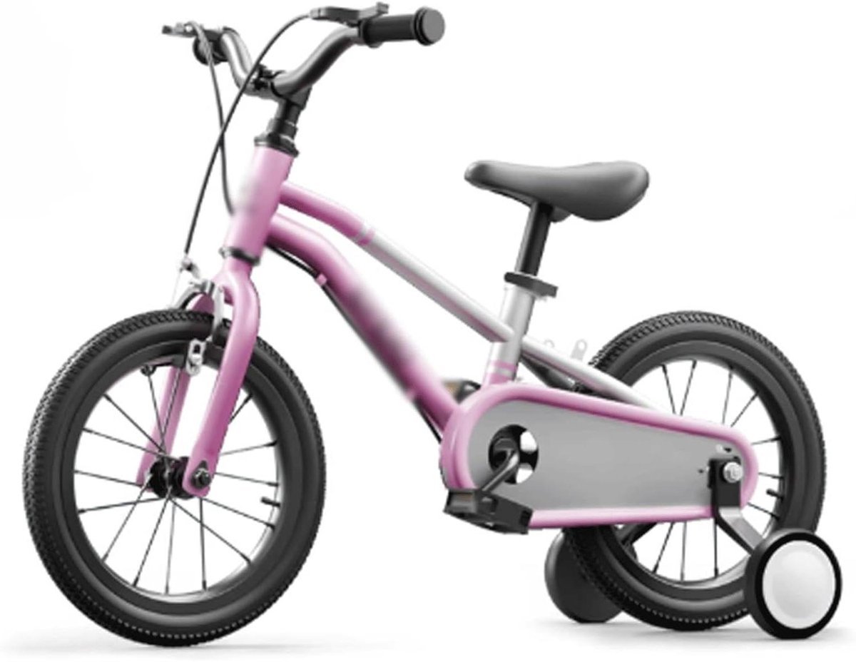 Kinderfiets Zonder Pedalen Loopfiets Peuter Buiten Spelen Zijwieltjes Inclusief 12-18 Inch Roze