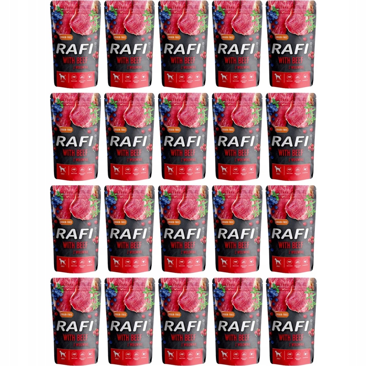Dolina Noteci Rafi - Hondenvoer met Bosbessen en Rundvlees - 20x500g - Graanvrij - Voor Alle Rassen