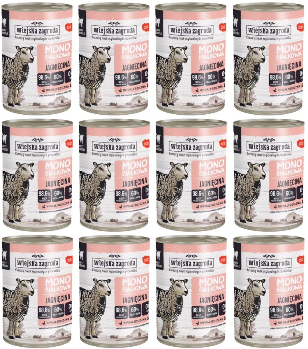 Wiejska Zagroda - Natvoer Kat - Monobiałkowa Jagnięcina - 400g - Hypoallergeen