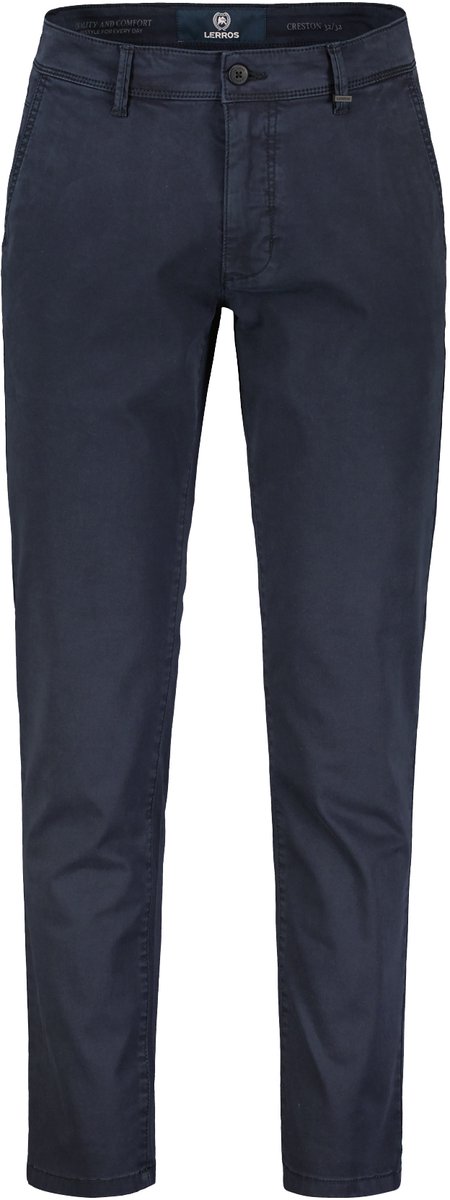 LERROS Basic chino van gestructureerde stof, slim fit , Maat: W34_L32 , Kleur: BLUE NIGHT , 80% katoen, 17% lyocell, 3% elastaan