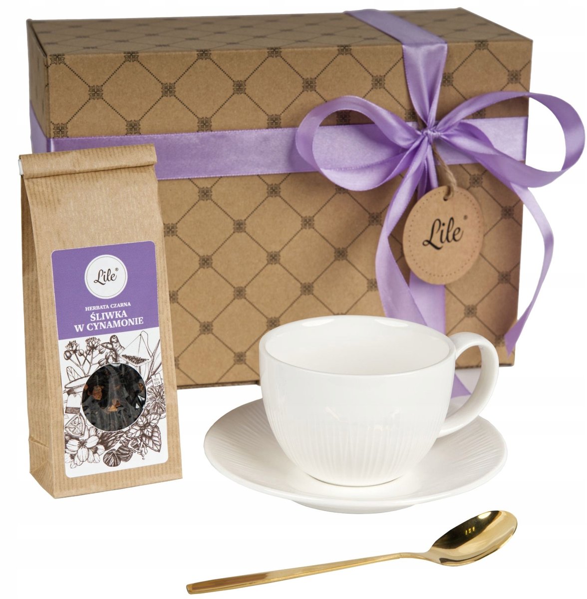 Thee kop & schotel set 245 ml met lepel - Pruim & Kaneel