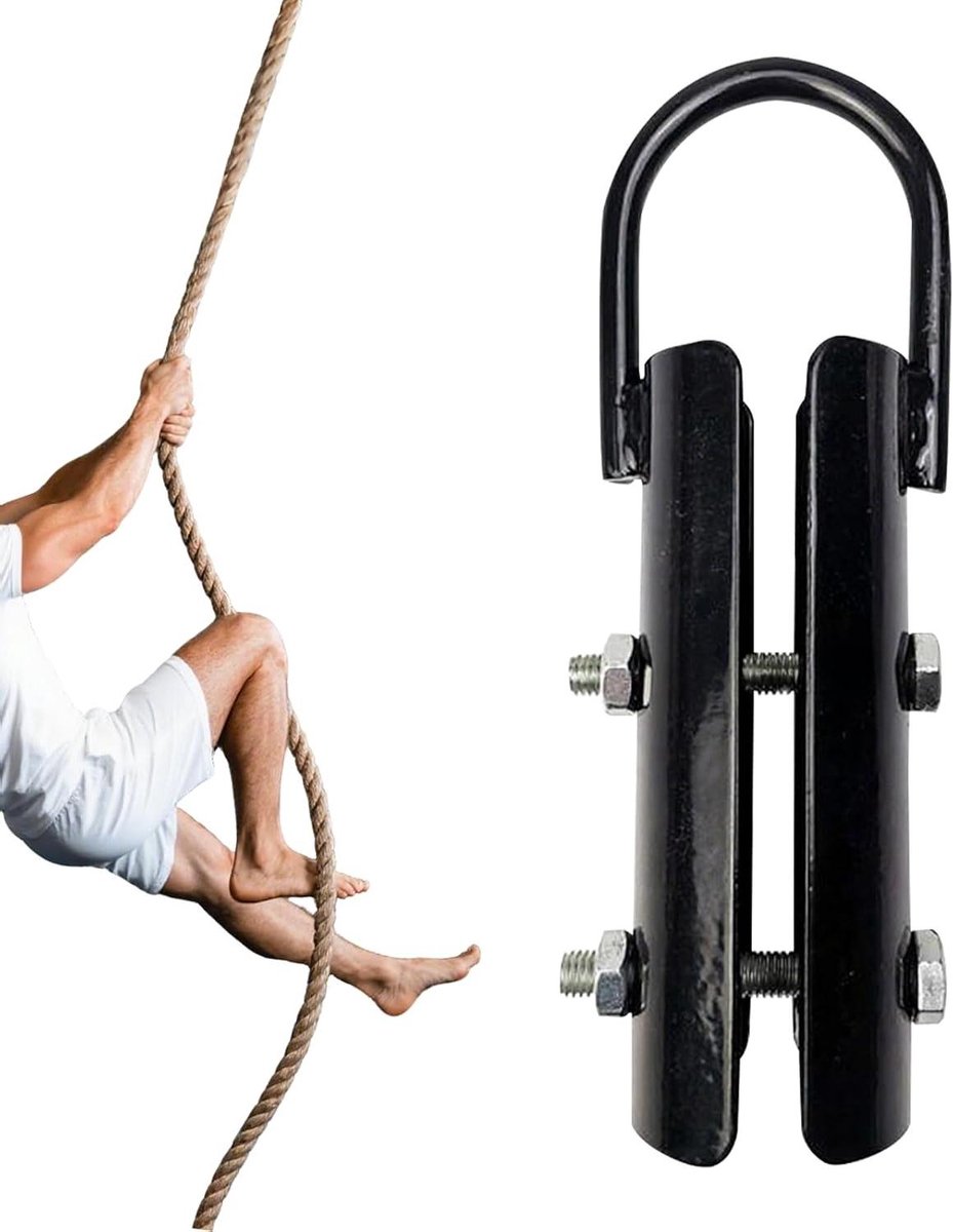 Klimtouw Klem - Touw Bevestiging - Kracht Training - Robuust Ijzer Ontwerp - 250kg Capaciteit - Zwart
