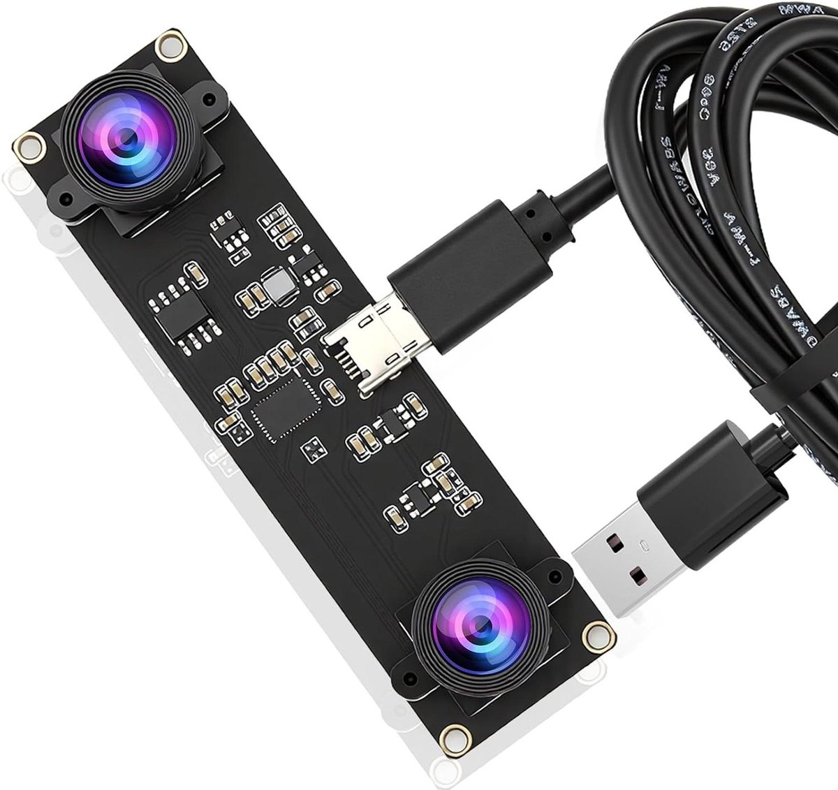 Industriële Camera Module - Dubbele Lens - Veiligheid Bewaken - Vervormingsvrij Beeld - 105 Graden - Zwart