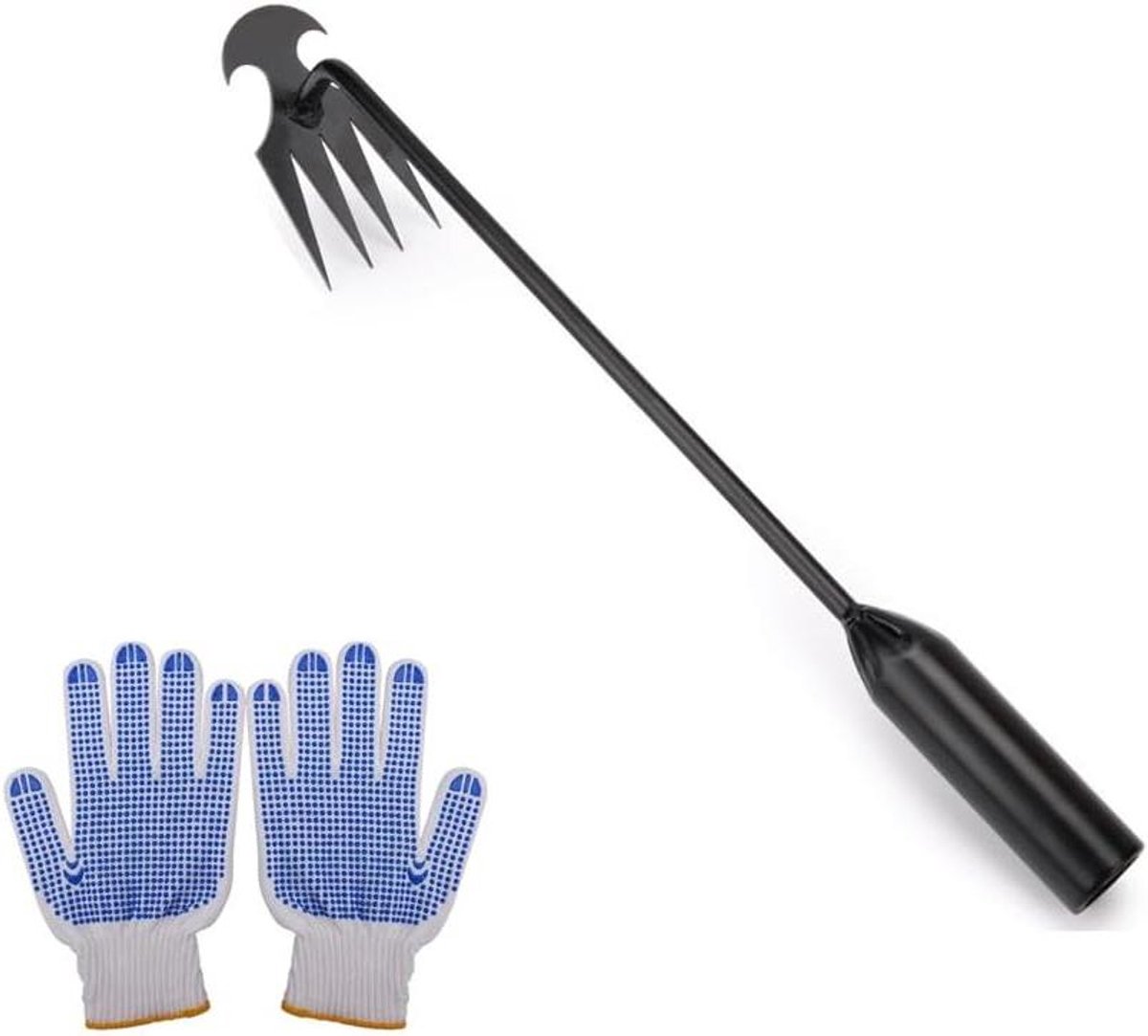 Onkruidsteker - Tuinwerktuig - Onkruid Verwijderen - 4 Scherpe Tanden - 40 cm - Zwart