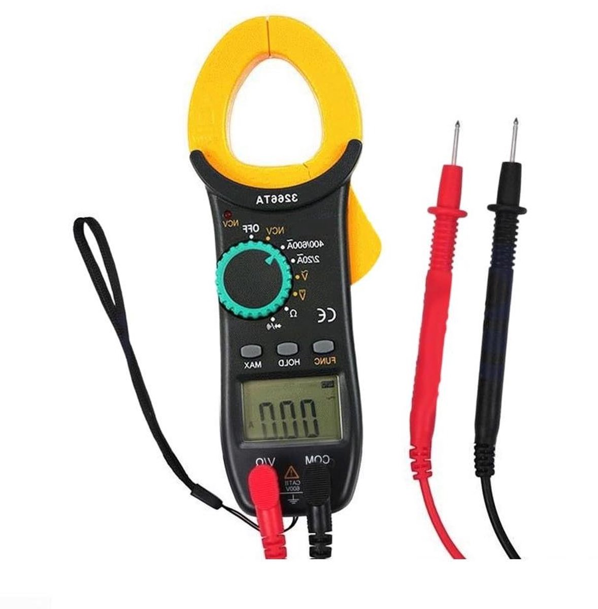 Digitale Clamp Meter - Multimeter Tester - Elektrische Metingen - Contactloze Detectie - 600A Bereik - Zwart