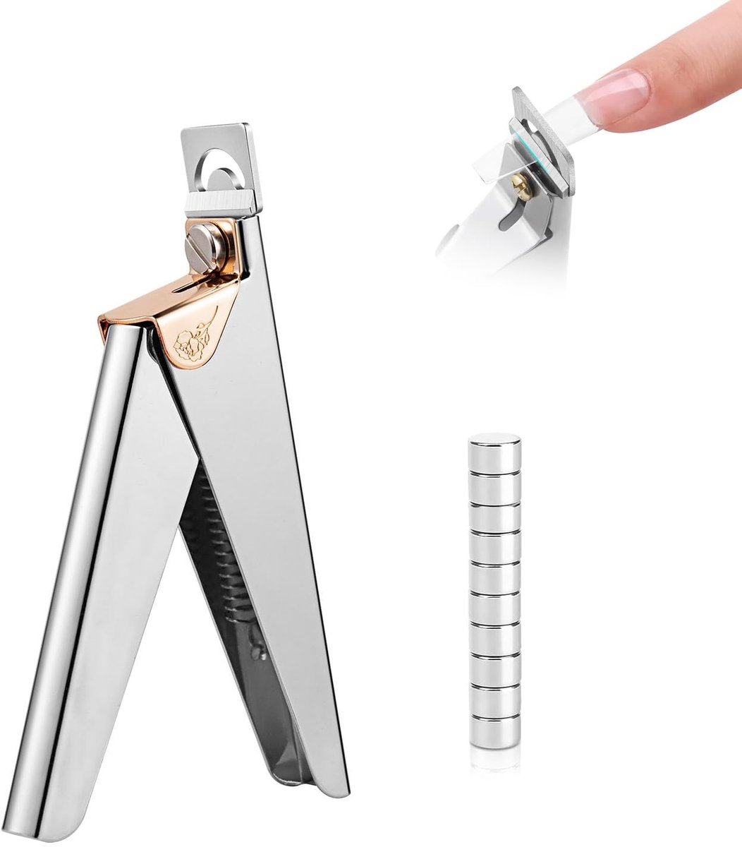 Dailygoods- Nagelknipper Professionele Tip-Cutter - Roestvrij Staal - Ergonomische Antislip Grip - Magneetsizer Systeem - Voor Gelnagels/Kunstnagels - Compact en Lichtgewicht - Nageltang