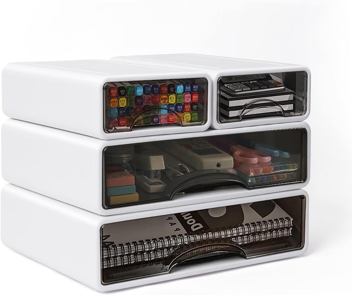 Dailygoods- Bureau Organizer Grote Capaciteit - Stapelbare Opbergdoos - Lade-Organizer voor Pennen - A5/A4 Formaat - Stijlvol en Stevig - Modern Design
