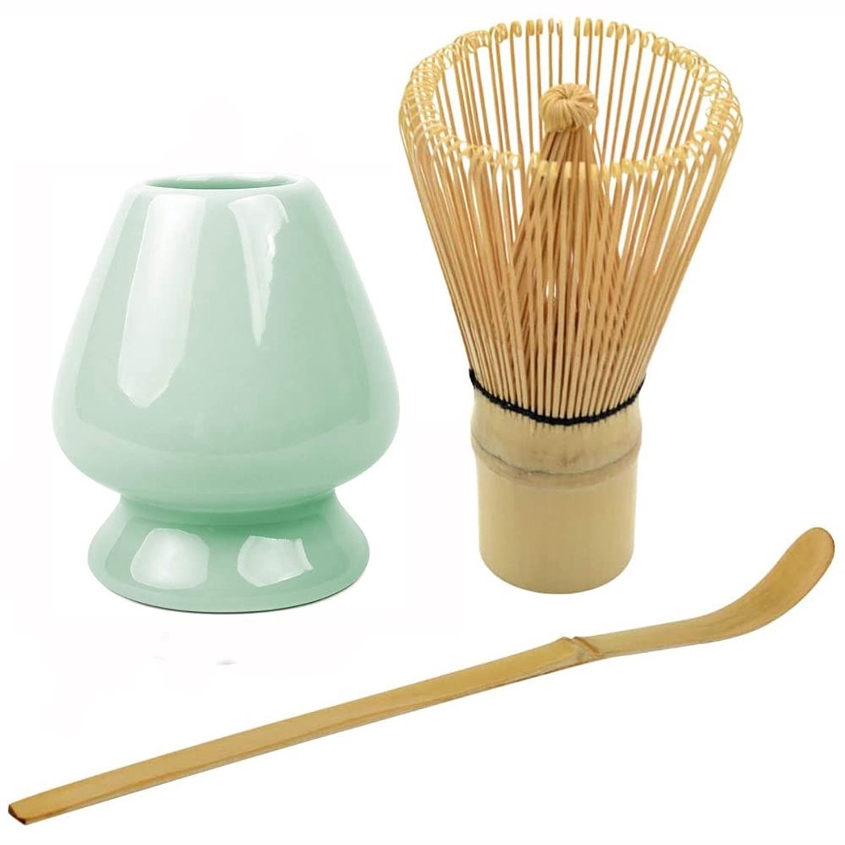 Dailygoods - 3 Stuk Japanse Matcha Thee Set - Traditionele Thee Ceremonie - Bruin - Bamboe Whisk en Lepel - Ideaal voor Theeliefhebbers - Inclusief Ke...