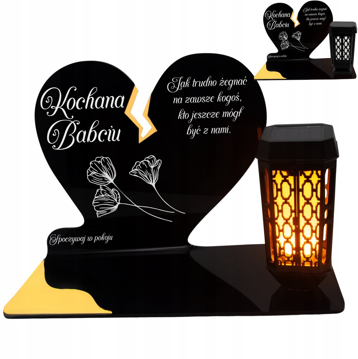 Zonnegraflicht voor Oma - Gouden Hart LED Grafdecoratie