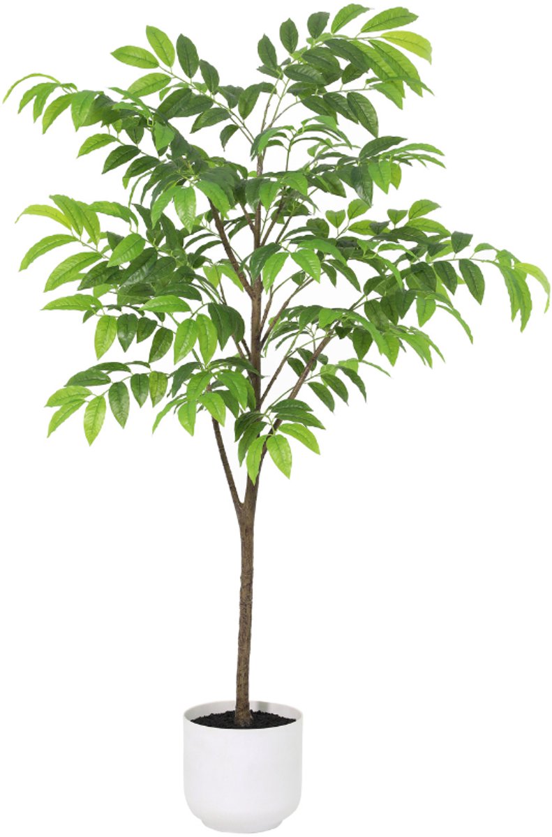 Trendyplants - Kunst Tropical Plant Including White Pot - Tropische Plant - Kunstplant - Hoogte 153cm - Potmaat Ø23cm