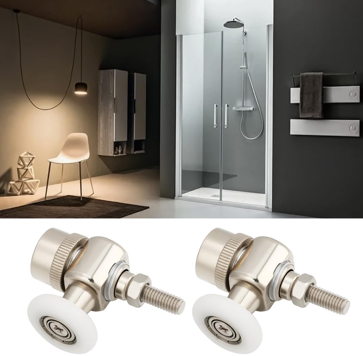 Dailygoods- Douchedeur Rollers 25mm - Vervangingspakket 2 Stuks - Duurzame Constructie - Stil en Glad - Eenvoudige Installatie - Precisie Passend - Douchedeur Wielen