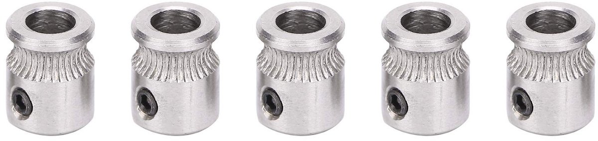 Dailygoods- Extruderwiel 5-delig - Roestvrij Staal - 3D-printeraccessoire - Geschikt voor MK8 - 1,75 mm / 3 mm Filament - Compact en duurzaam - 3D-printeronderdeel