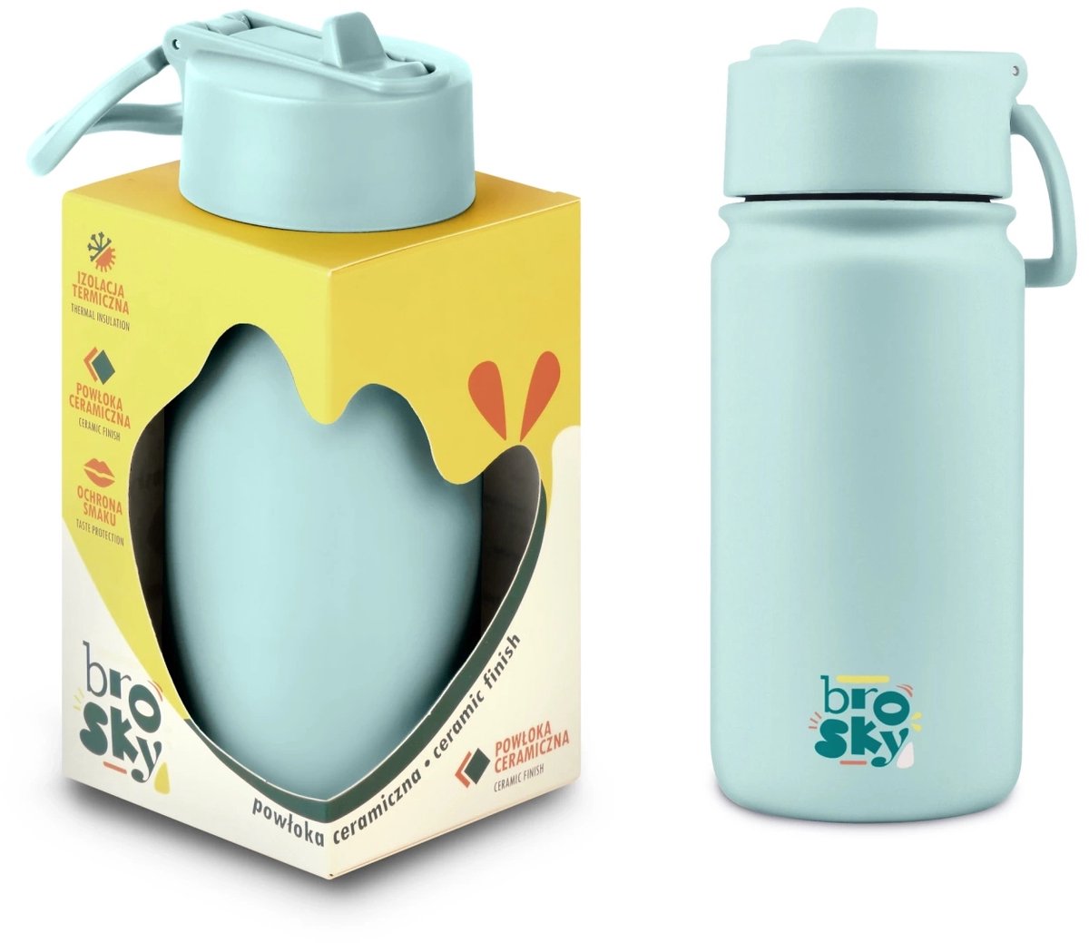 Brosky Kids Bidon Termiczny ze Słomką - Jasnozielony 450 ml