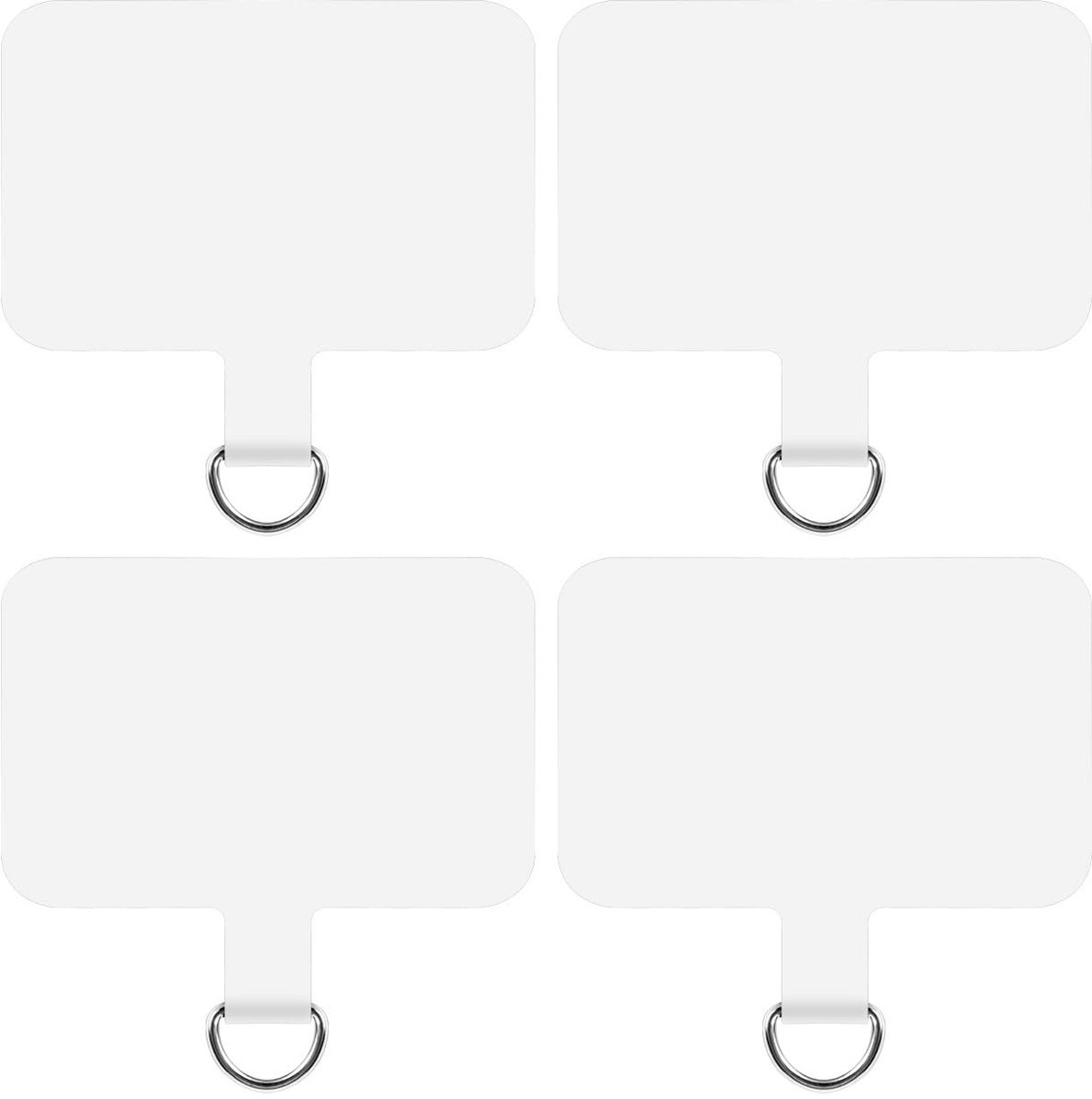 Dailygoods- Telefoonkoordlipjes 4 Stuks - TPU Telefoonkoordpatches - Universele Telefoonkoordpads - Telefoonkoordhouder - Metalen Hangring - Duurzaam en Betrouwbaar - Telefoonkoord