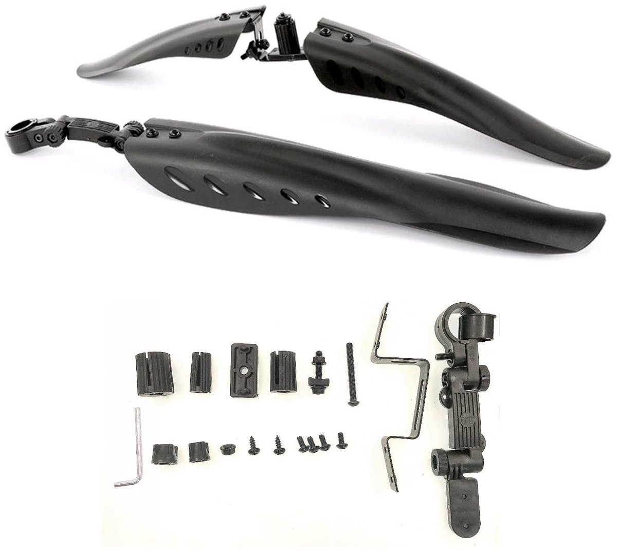 Dailygoods- Fietsspatbordenset 3-delig - Spatborden Mountainbike - Spatborden Racefiets - Duurzaam PVC - Verstelbaar Achterspatbord - Lichtgewicht en Buigzaam