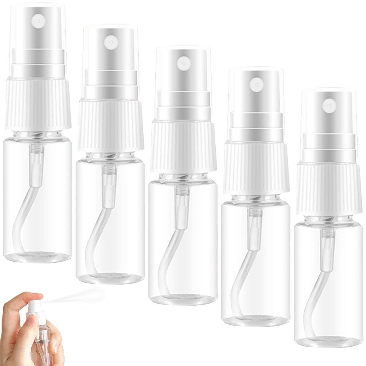 BRENZOOS- Sprayfles Set van 5 - 10ml Lege Sprayflacons - Fijne Nevel - Refillbaar - Duurzaam - Inclusief Trechter - Cosmeticfles